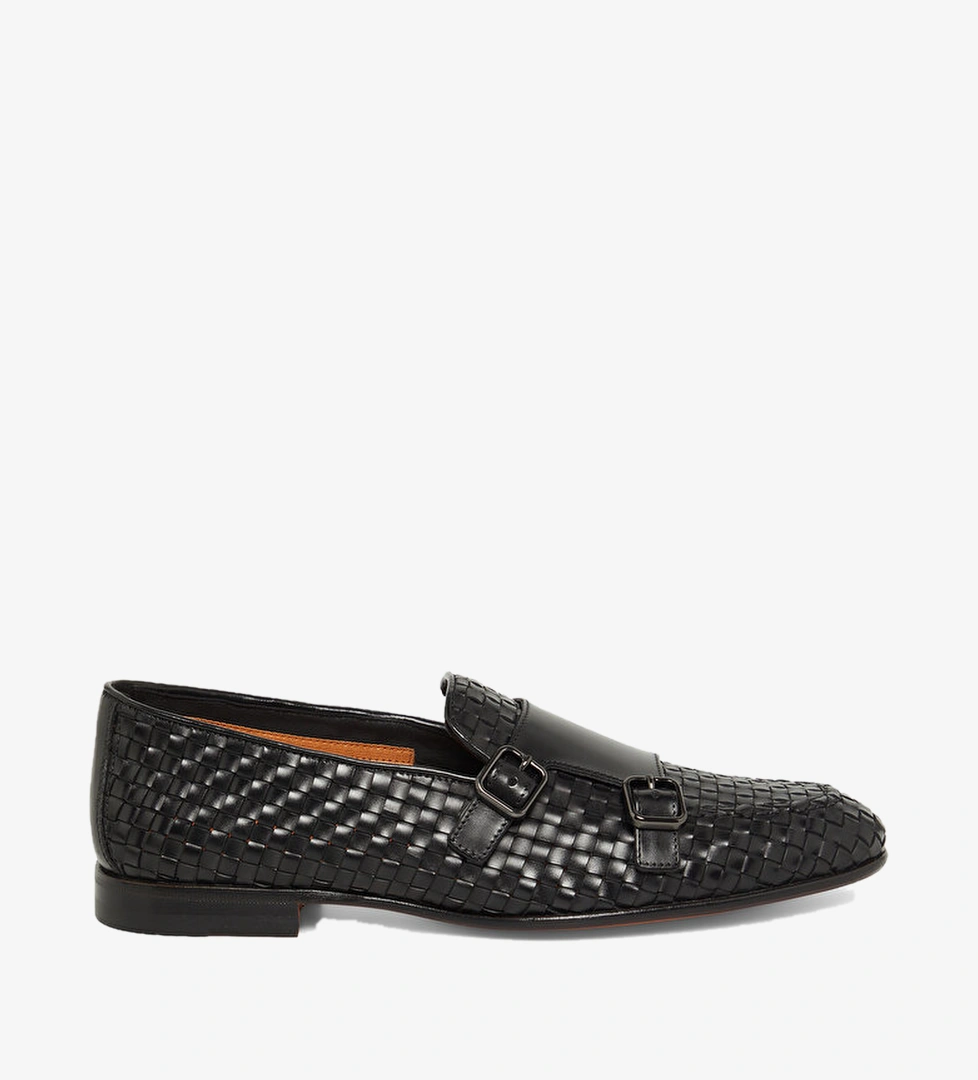 Santoni Siyah Santoni Çift Tokali