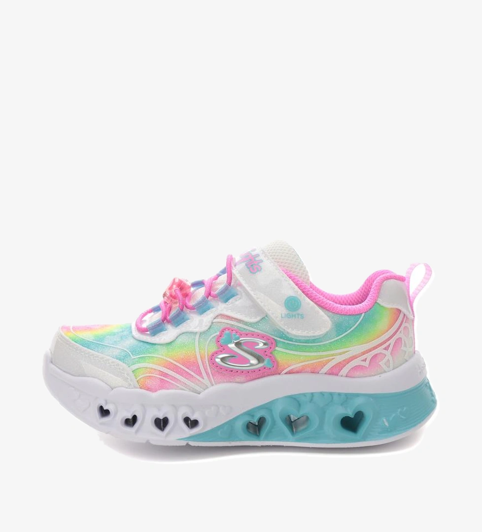Skechers Flutter Heart Lights - Groovy Swirl Çocuk Spor Ayakkabı Beyaz